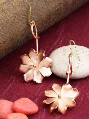 Designer Gold And Rose Gold Floral Pattern Drop Earring For Women And Girls