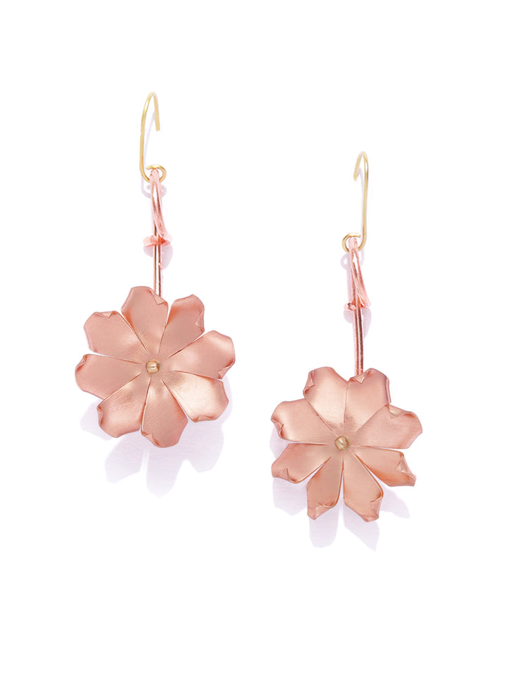 Designer Gold And Rose Gold Floral Pattern Drop Earring For Women And Girls