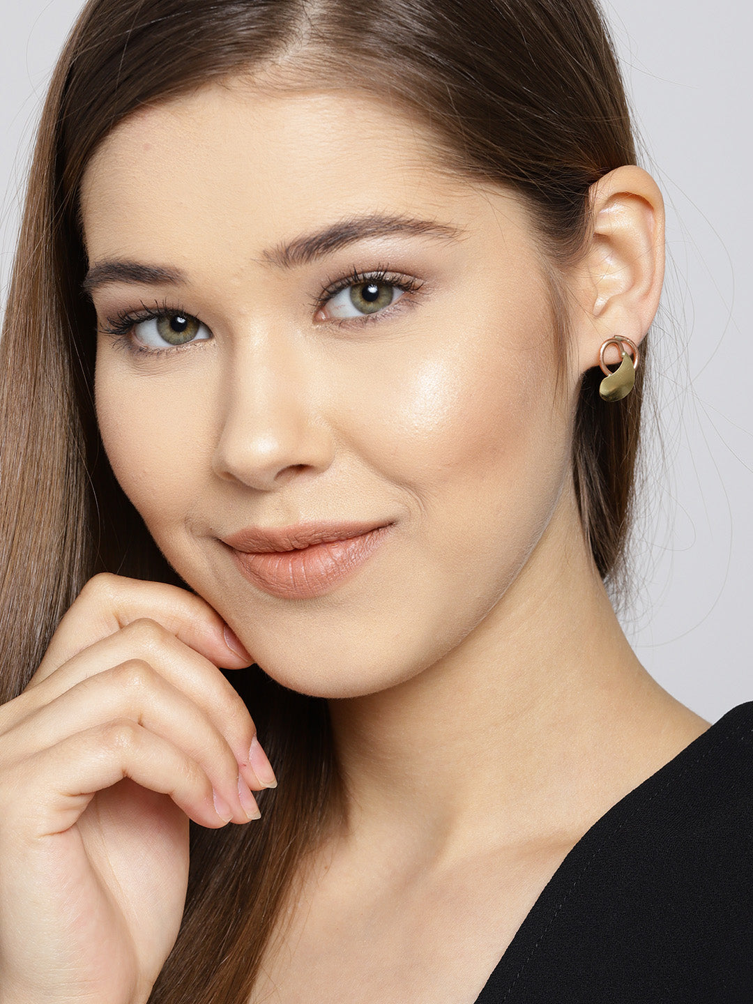 Stylish Copper And Gold Plated Drop Shape Stud Earring For Women And Girls