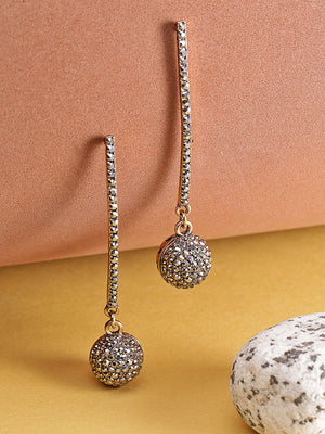 Designer Gold Plated Stone Studded Spherical Hanging Stylish Fancy Party Wear Drop Earrings For Women And Girls