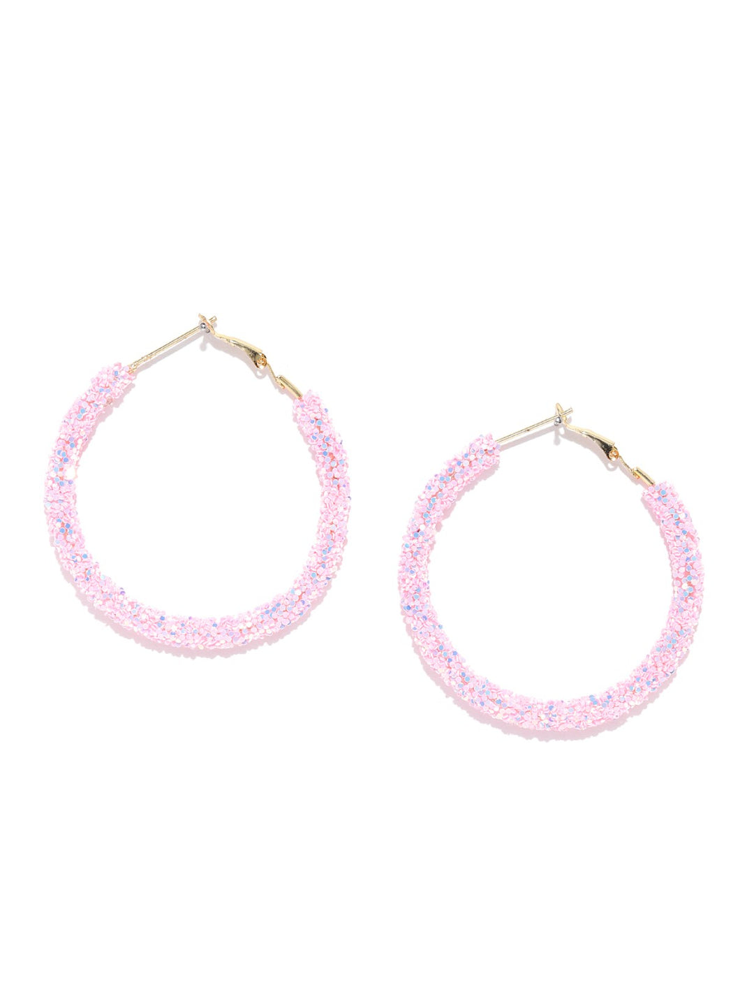 Designer Pink Sparkling Party Wear Stylish Trendy Fashionable Big Hoop Earrings For Women And Girls