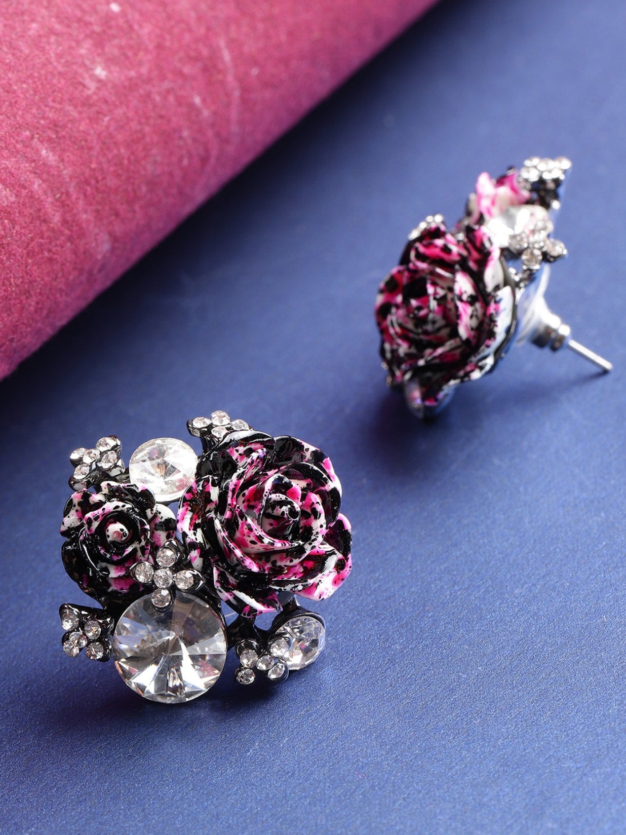 Luscious Black Flower Stud Earrings  JCO Jewellery