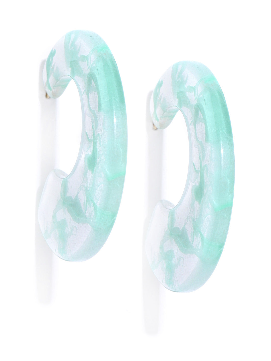 Designer Transparent And Mint Green Colour Drop Earrings