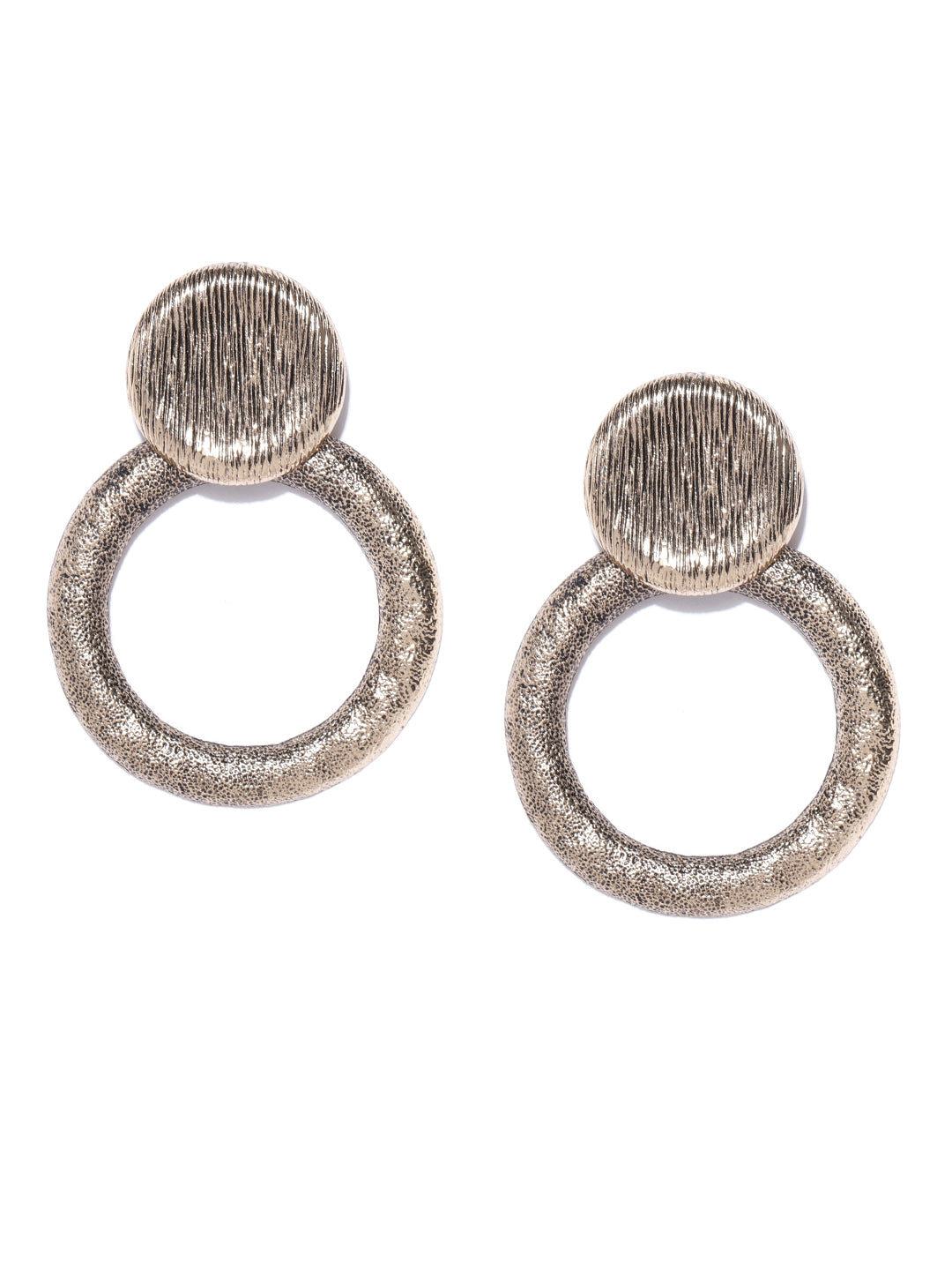 Gold-Plated Antique Circular Drop Earrings