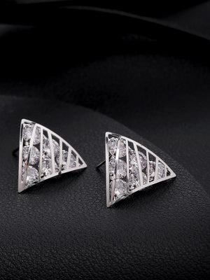 Silver-Plated Triangular Shape Beautiful Design Drop Earrings