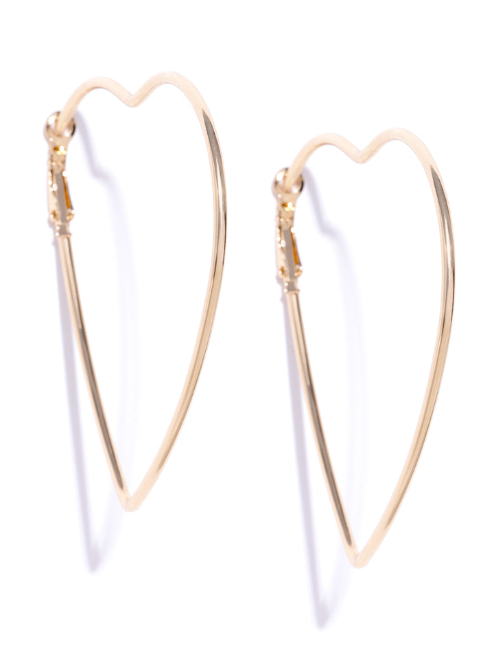 Gold-Plated Heart Shaped Handcrafted Big Hoop Earrings