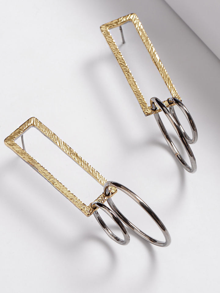 Dual-Toned Geometric Shape Handcrafted Contemporary Drop Earrings