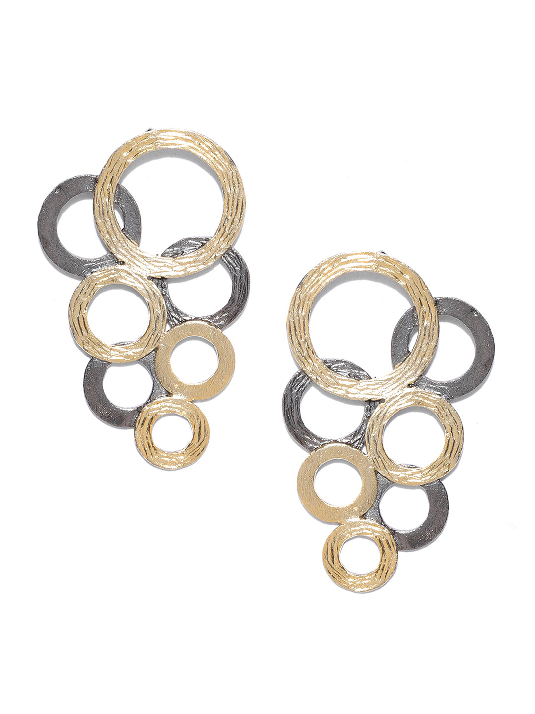 Dual-Toned Multiple Circular Shapes Designer Drop Earrings