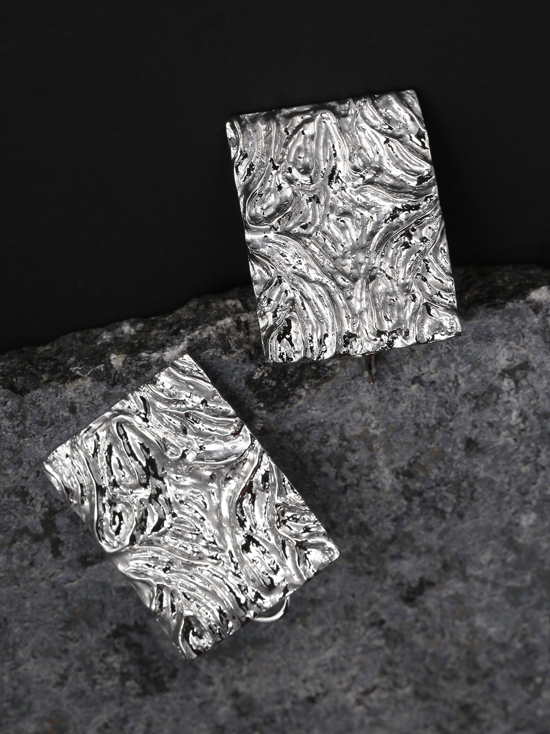 Designer Sparkling Silver Plated Geometric Shape Drop Earrings