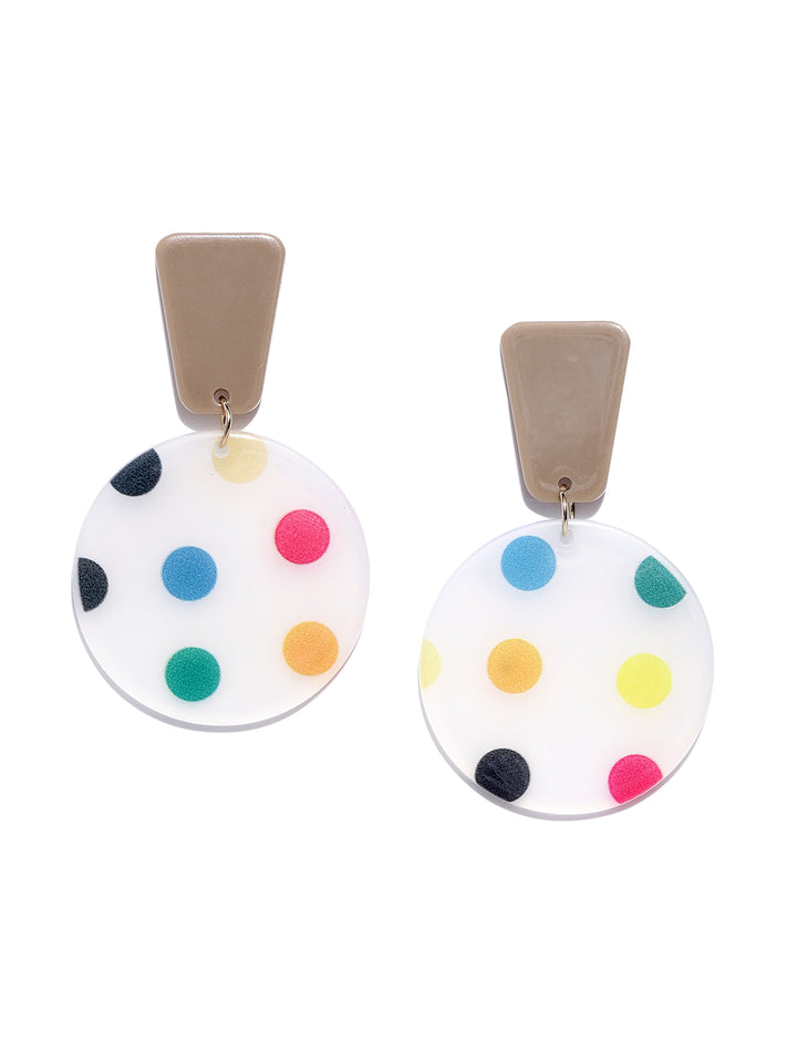 Multicolor Polka Dots Drop Earrings in Geometric Pattern