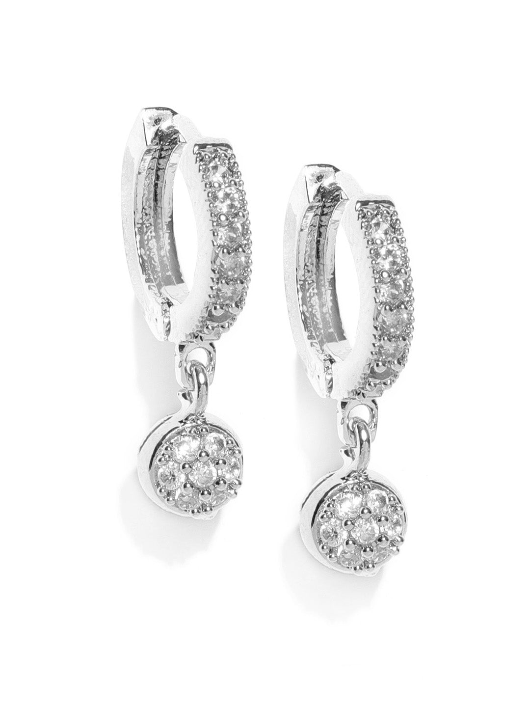 Silver Plated American Diamond Studded Small Bali Like Stud Earrings