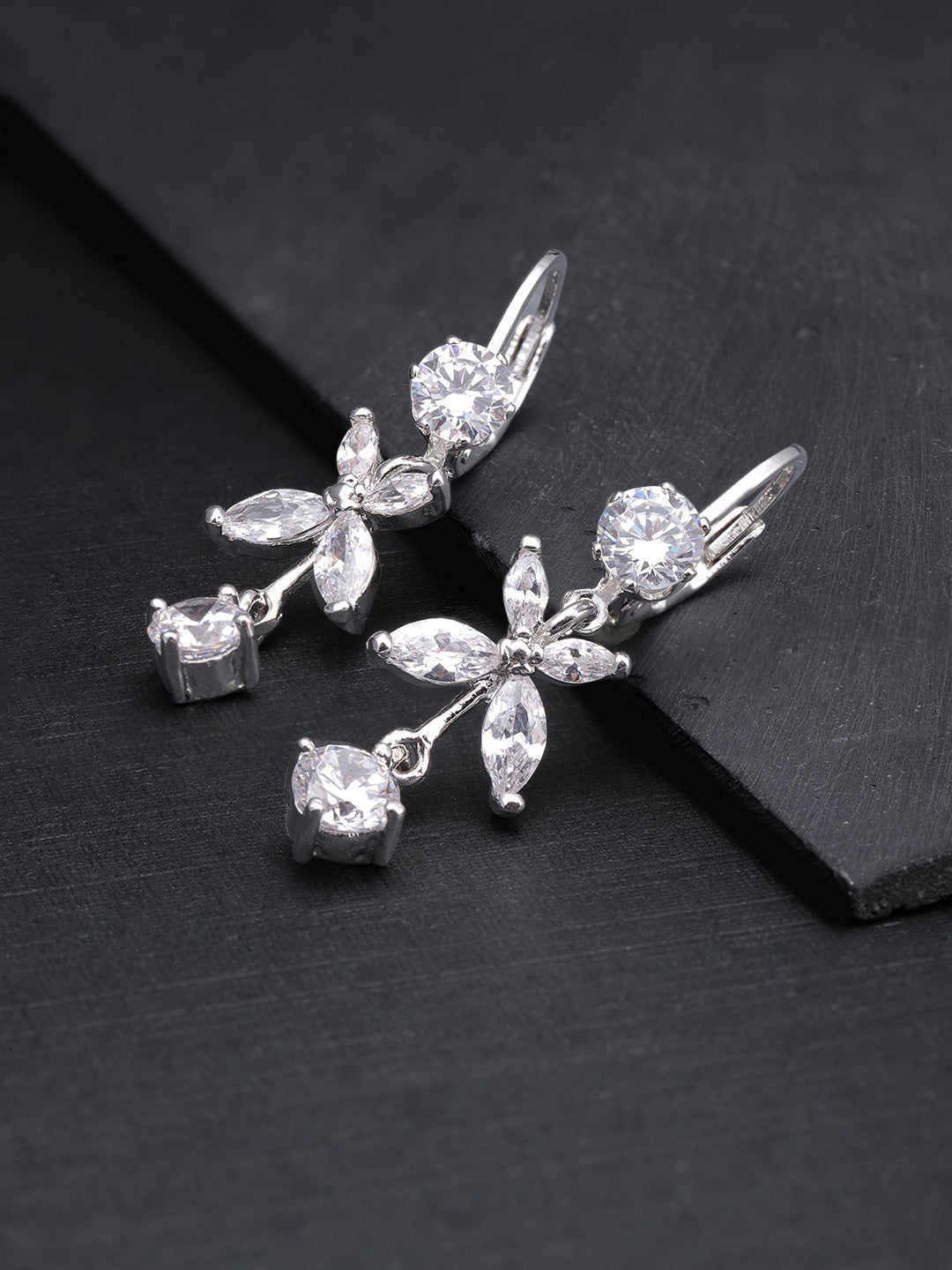 Diamond Double Flower Drop Earrings – Marissa Collections