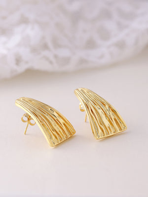 Gold Plated Triangular Shape Contemporary Stud Earrings