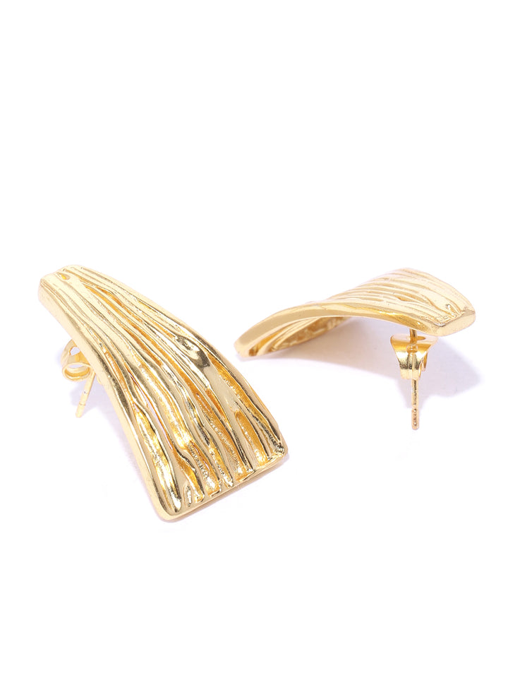 Gold Plated Triangular Shape Contemporary Stud Earrings