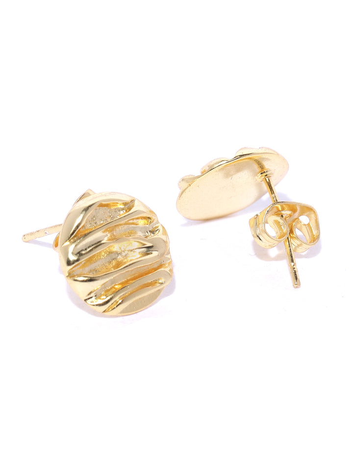 Gold Plated Circular Shape Contemporary Stud Earrings