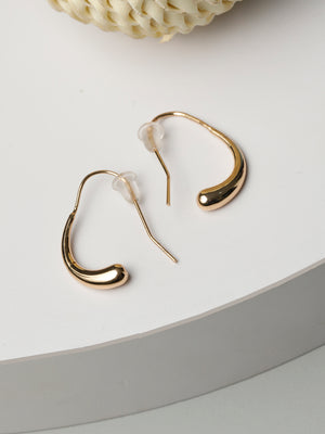 Classic Curves - Gold Plated Half Hoop Drop Earrings