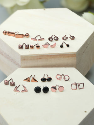 Metallic Set of 16 Stud Earrings