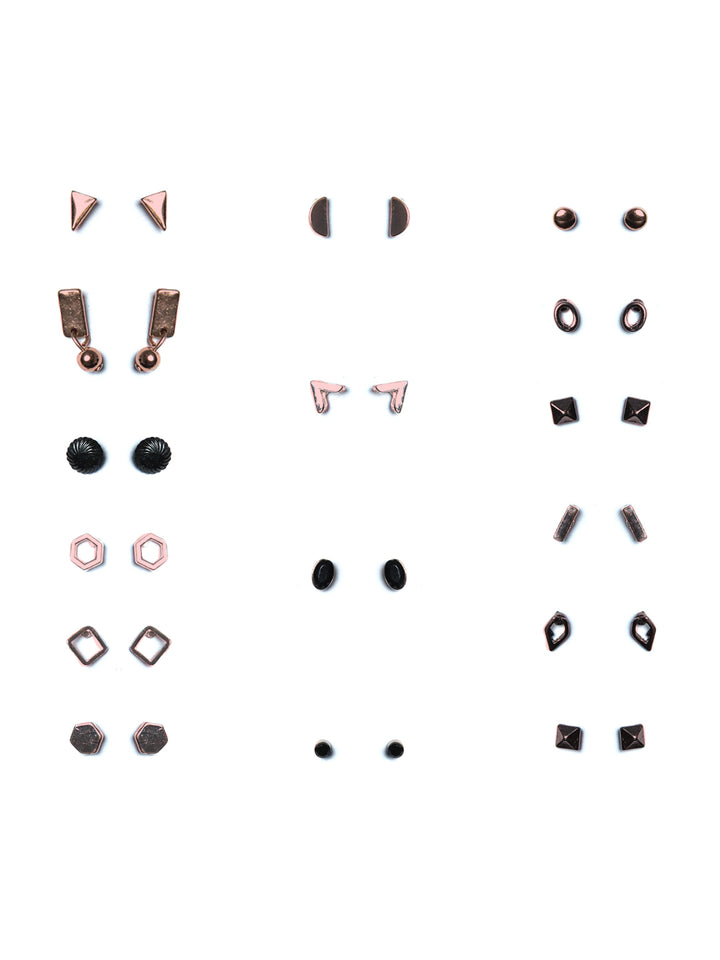 Metallic Set of 16 Stud Earrings