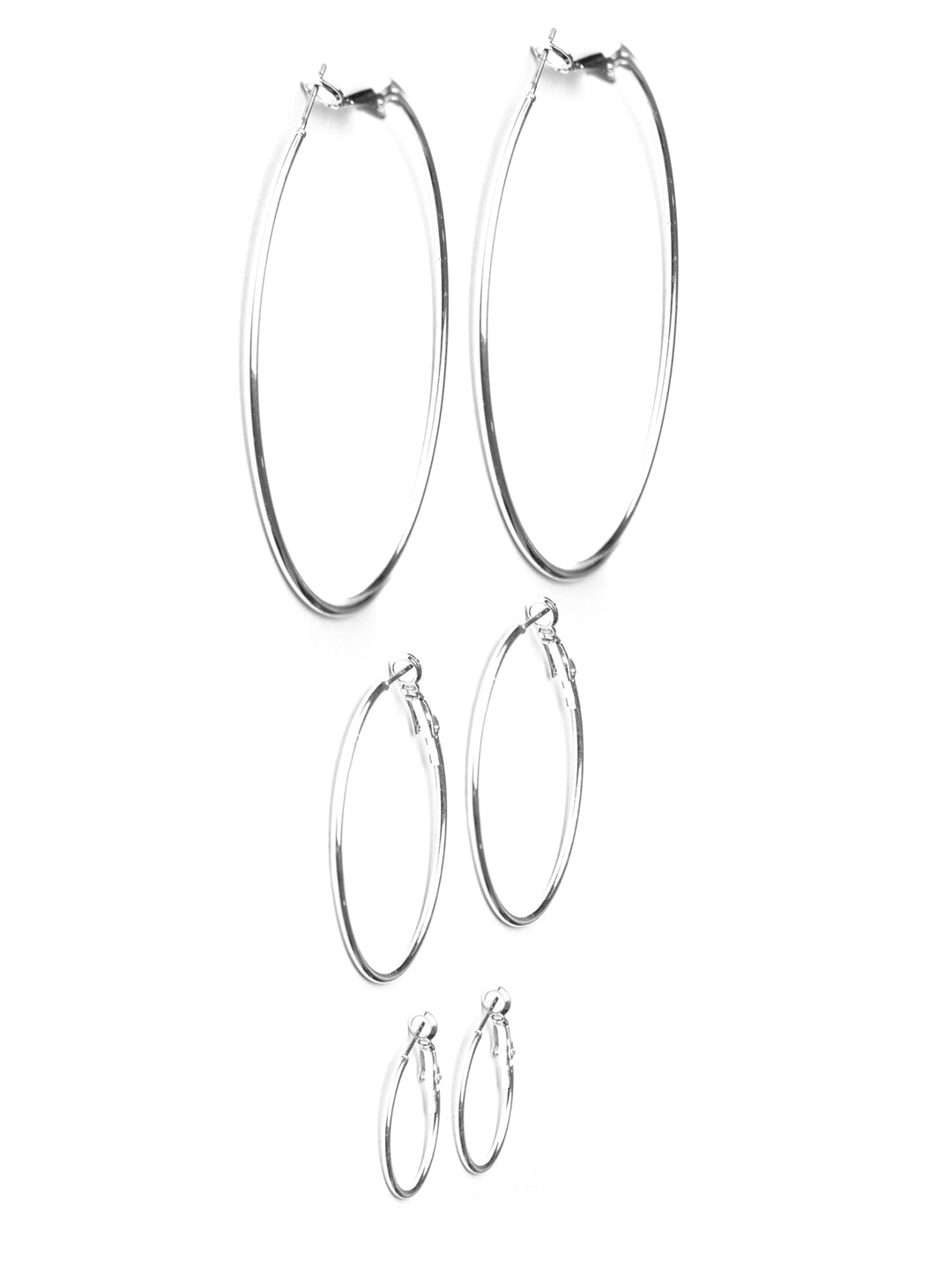 Classic Silver Plated Hoop Earrings Set of 3