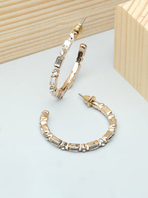 American Diamond Rose Gold Hoop Earrings