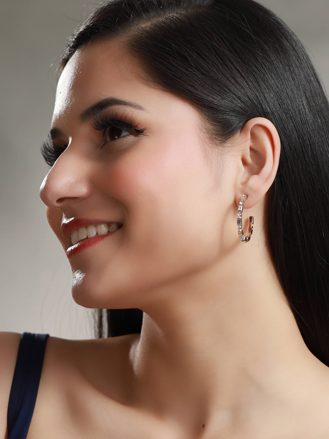 American Diamond Rose Gold Hoop Earrings