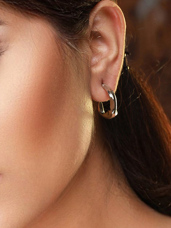 Contemporary Silver-Plated Half-Hoop Earrings