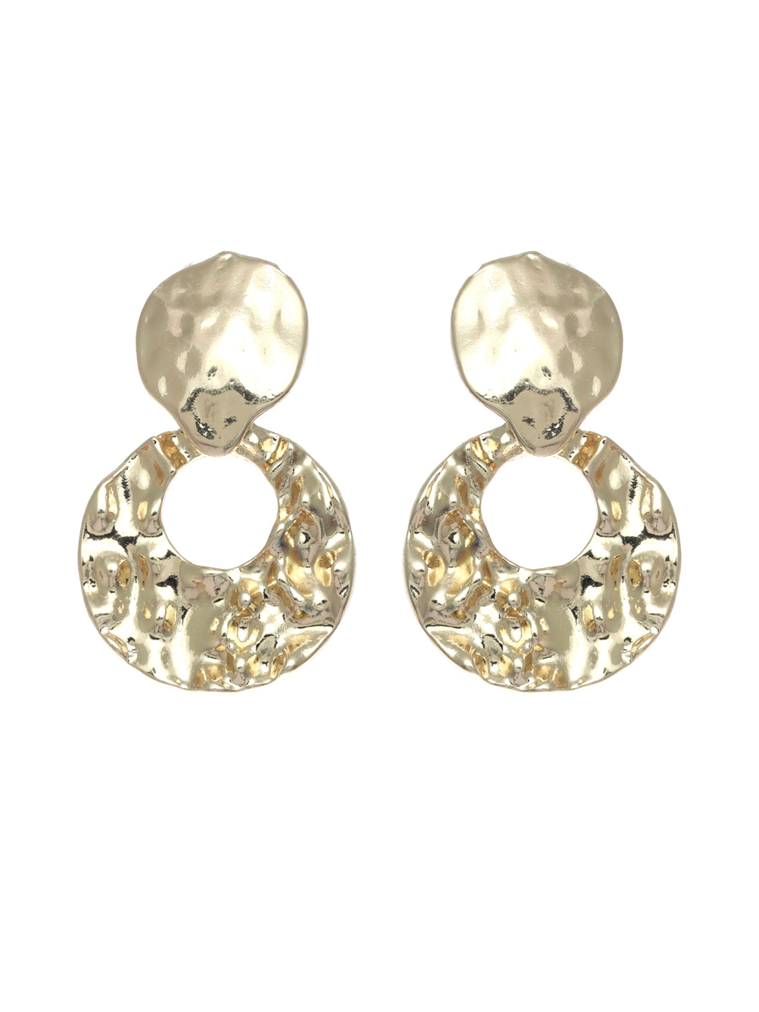 Prita Gold Plated Hammered Drop Earrings