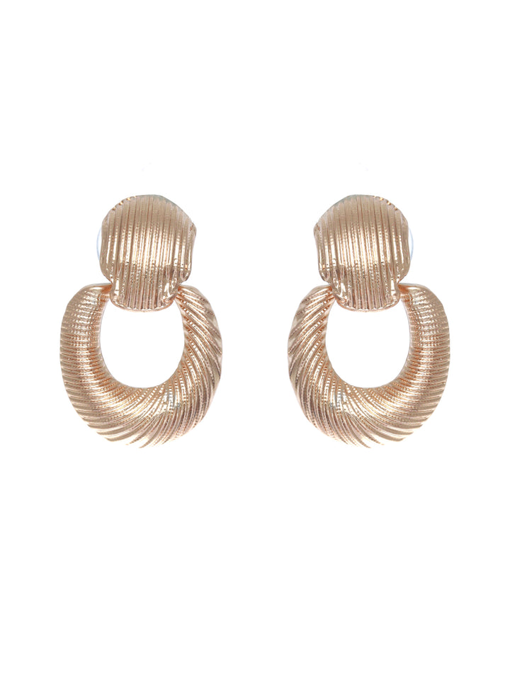 Prita Elegant Patterned Rose Gold Earrings