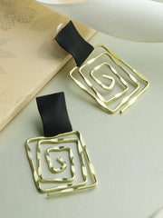 Prita Black & Gold Geometric Drop Earrings