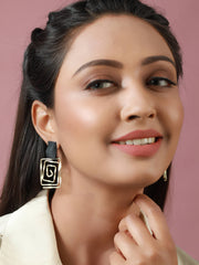 Prita Black & Gold Geometric Drop Earrings