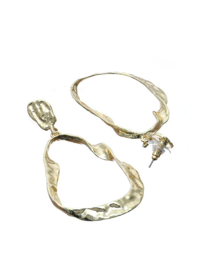 Prita Gold Plated Hammered Tear Drop Earrings