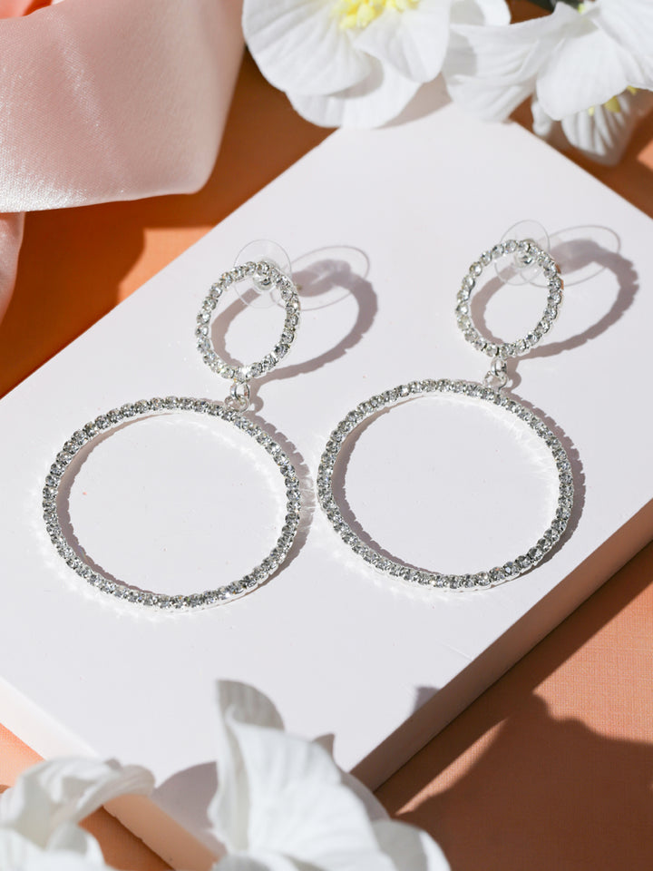 Prita Sparkling American Diamond Circle Drop Earrings