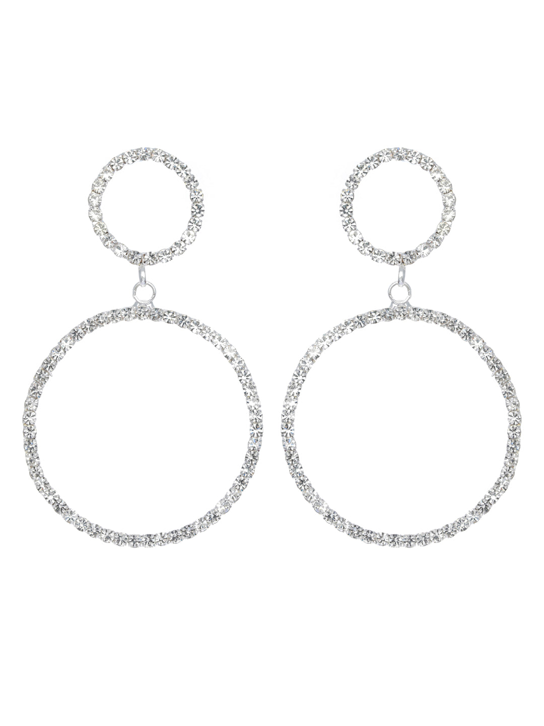 Prita Sparkling American Diamond Circle Drop Earrings