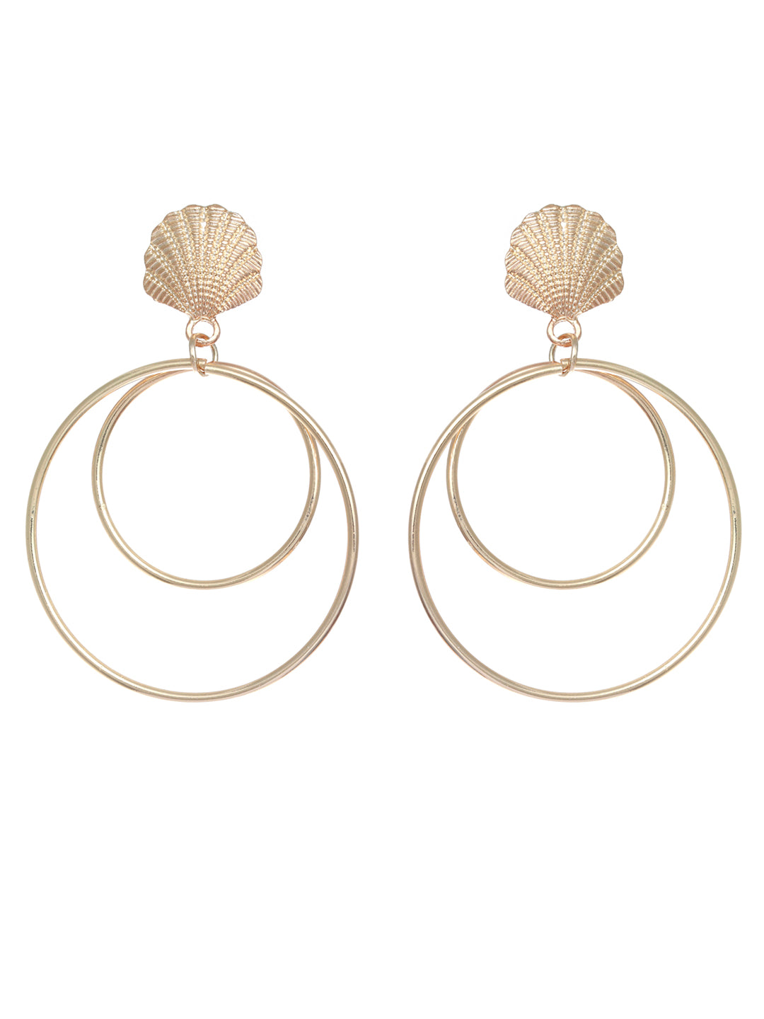 Prita Sea Shell Circle in Circle Drop Earrings