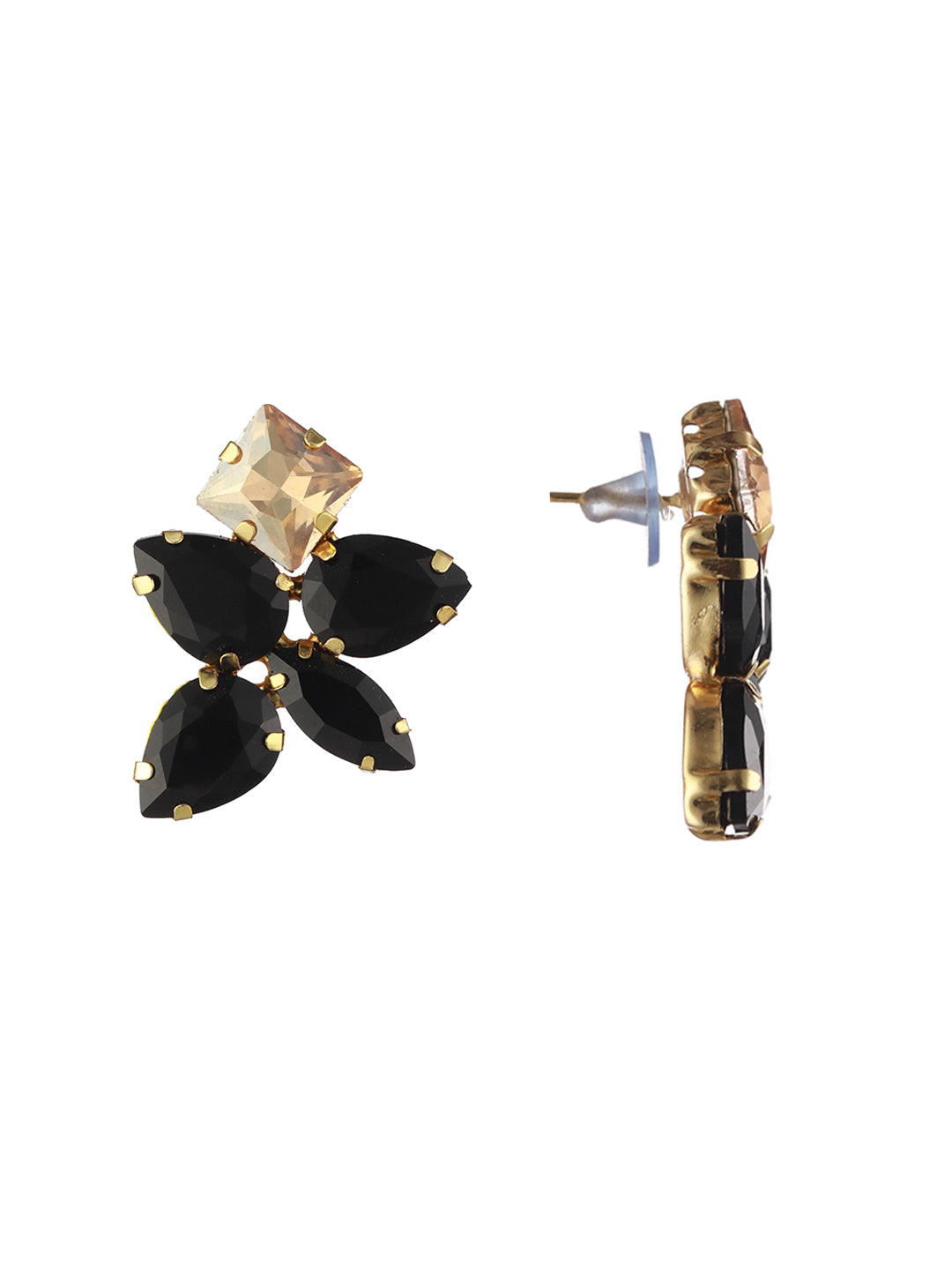 Princess Cut Black Onyx Mens Yellow Gold Plated Sterling Silver Stud  Earrings | eBay