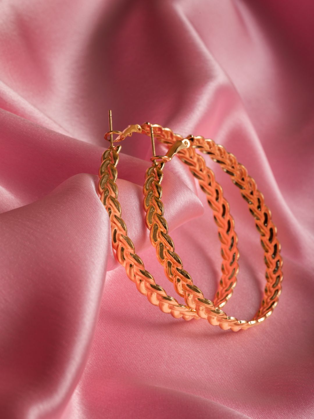 Elegant Textured Gold-Plated Hoop Earrings