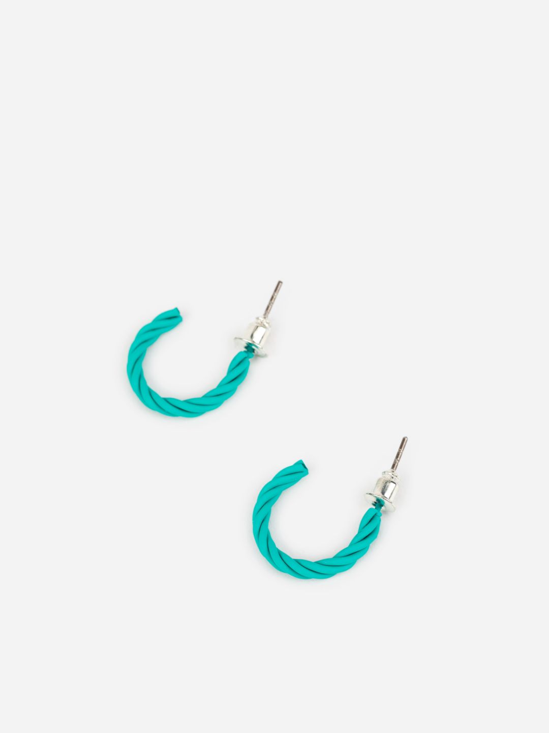 Twisted Pattern Blue Pink Grey Half-Hoop Earrings Set of 3