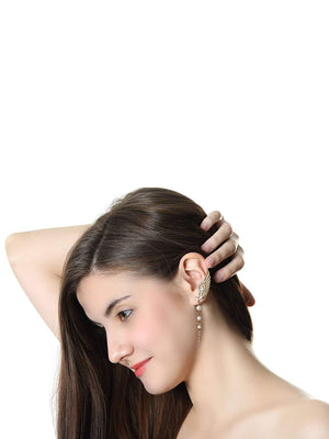 Gold Plated Metal Ear Cuff Dangle & Drop Earrings For Women