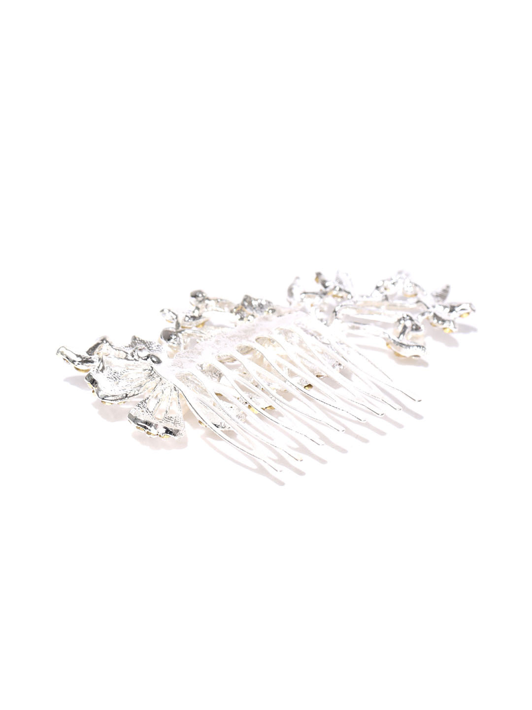 Party Wear Silver Floral Funky Fashionable Stone Hair Clip For Girls & Women Hair Accessories