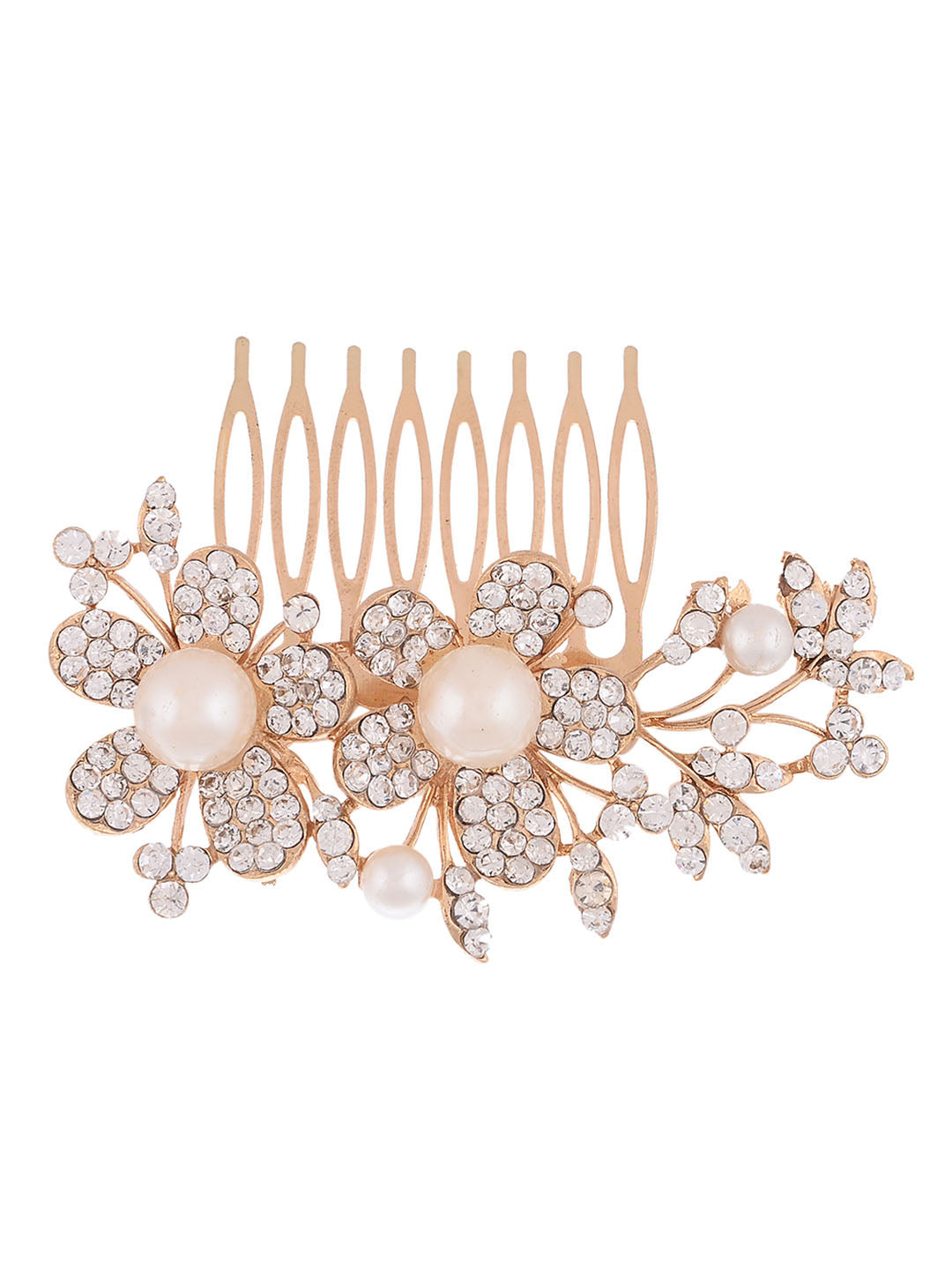 Party Wear Golden Floral Funky Fashionable Stone Hair Clip For Girls & Women Hair Accessories