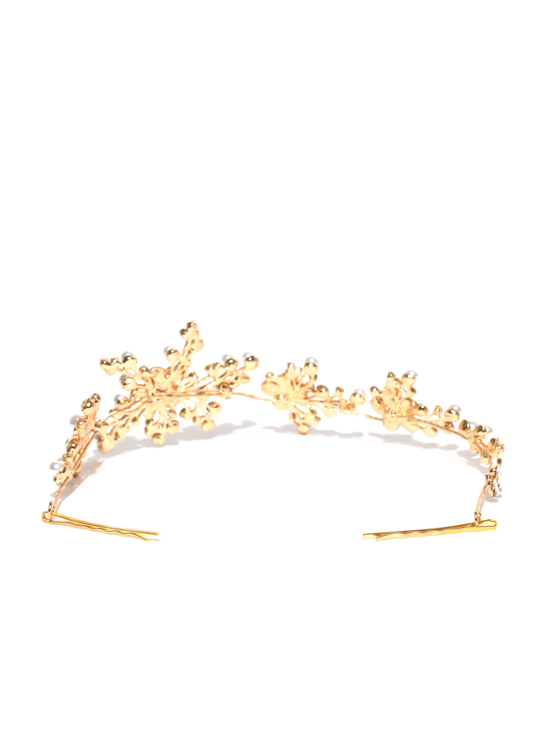 Gold Foldable Floral Stone Hair Clip With Pins For Women