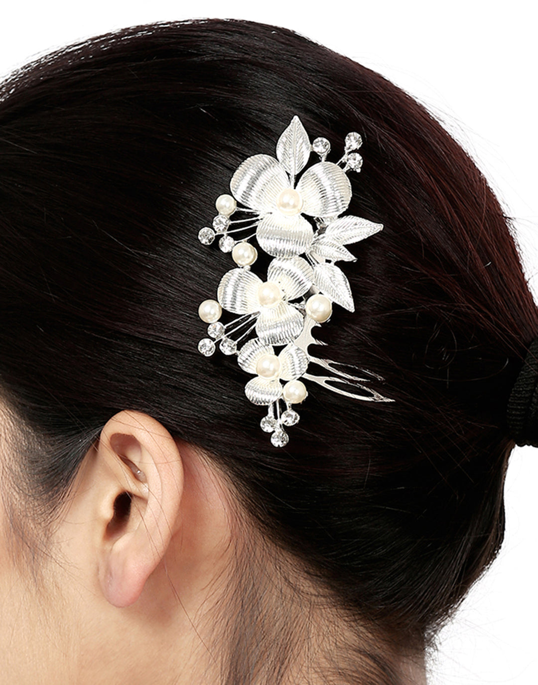 Sliver Floral Stone Hair Clip For Girls & Women Hair Accessories