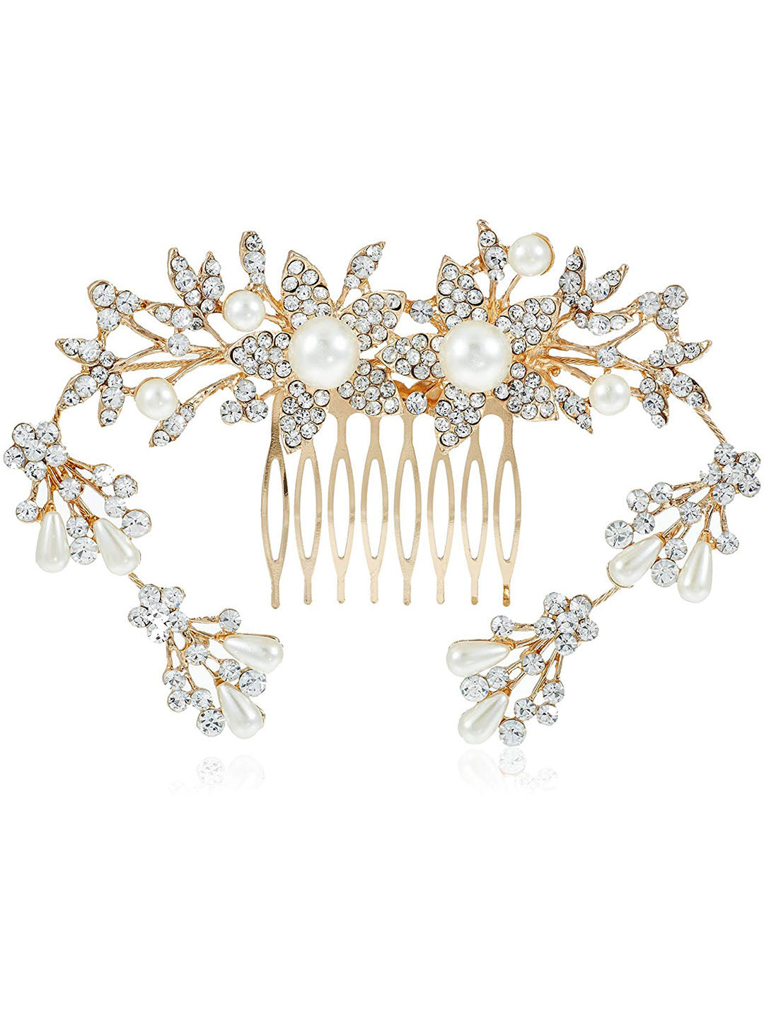 Gold Plated Floral Hair Comb For Women