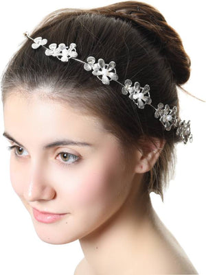 Designer Stone And Pearl Studded Beautiful Flower Design Latest Hair Clip With Pins For Women And Girls (Gold)