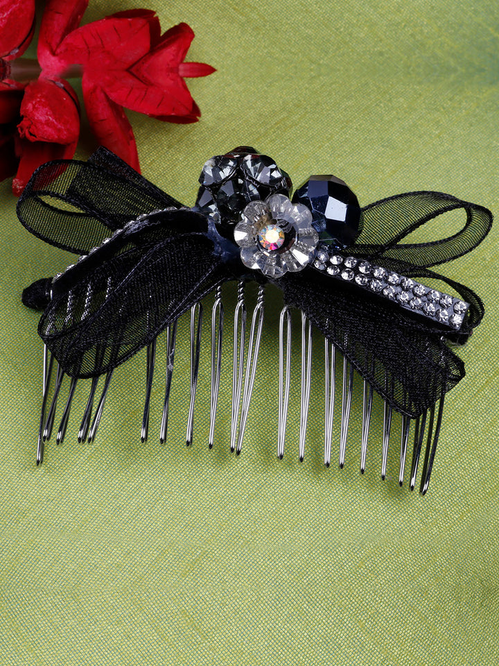 Girl'S Black Bow Comb Clip