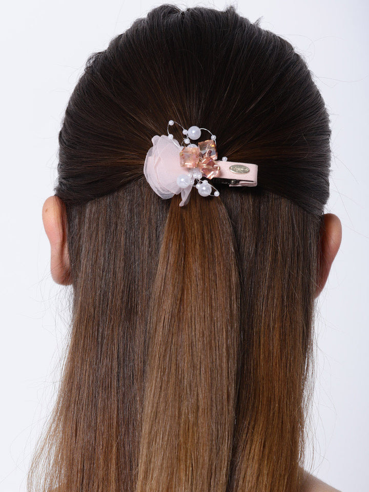 Pink Colour Fascinator Hair Clips For Girls
