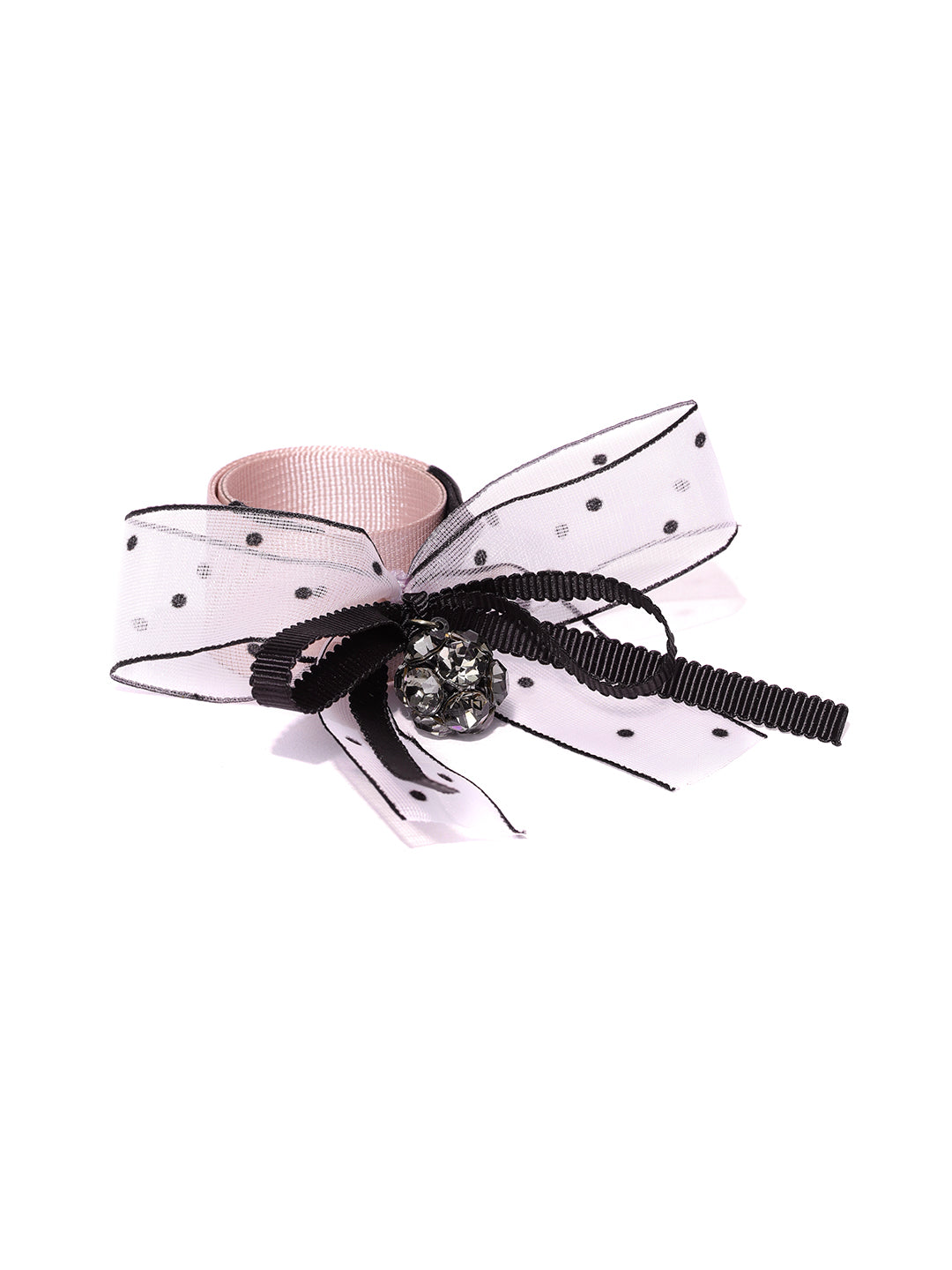 Bow Ponytail Holder in Pink and Black Color