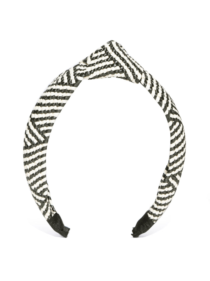 Designer Off-White And Black Lined Pattern Hair Bands