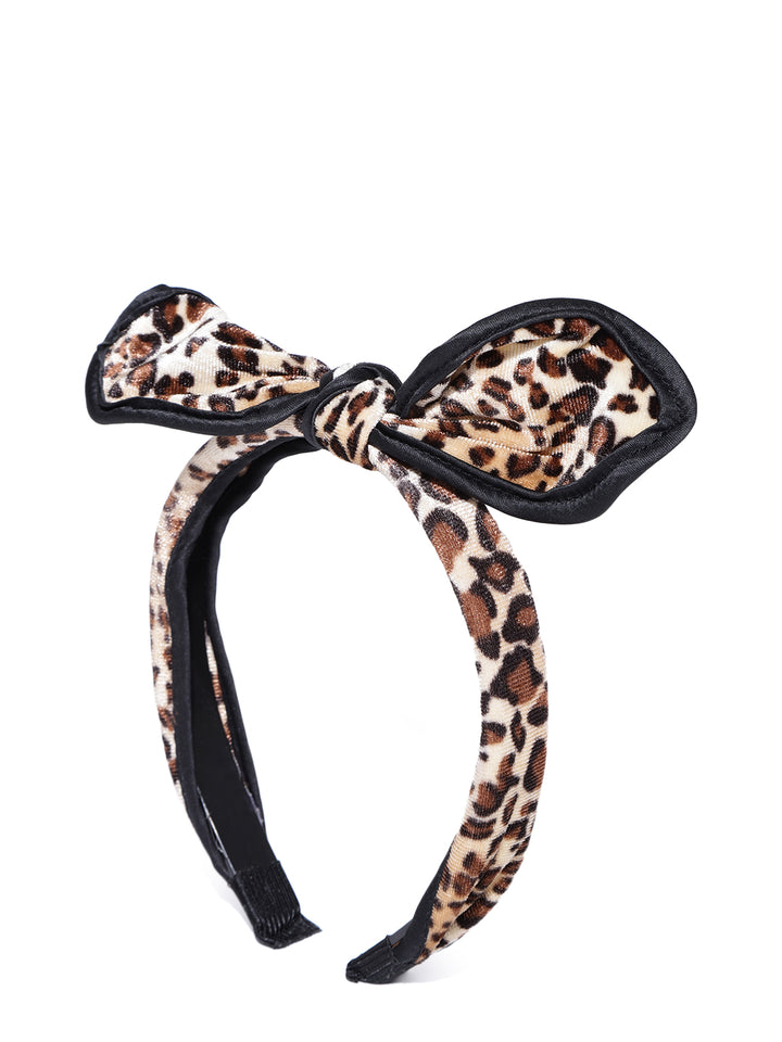 Designer Tiger Skin Colour Tie Knot Design Hairband For Girls