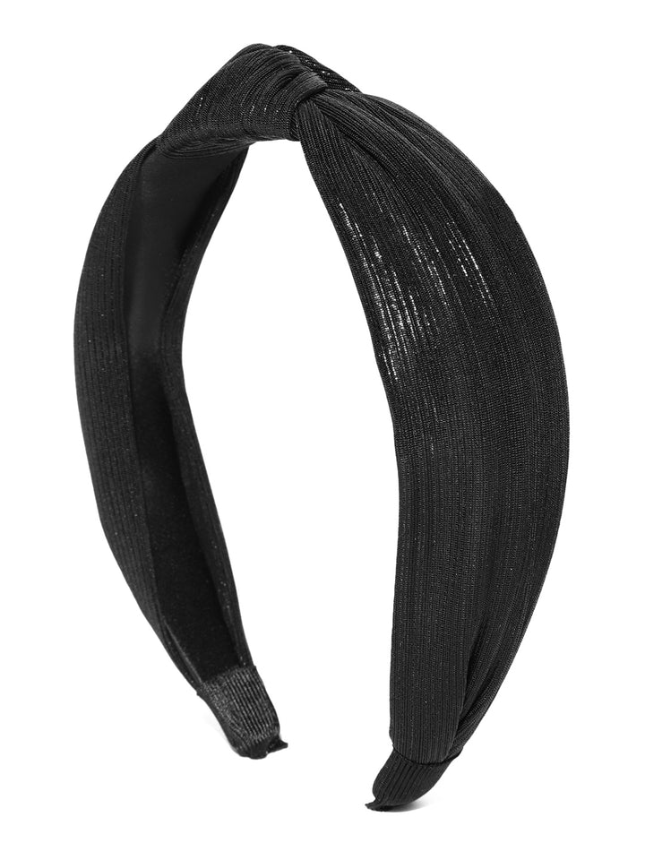 Shiny Finish Cross Knot Design Black Hairband